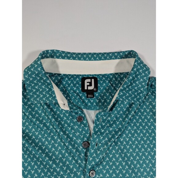 Footjoy Golf Polo Mens XL Palm Tree Graphic Green Casual Stretch - Picture 4 of 10